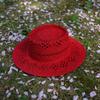 French Retro Hollowed-Out Flower Color Woven Flat-Top Straw Hat Trendy Girl Summer Vacation Top Hat Japanese Sun Top Hat