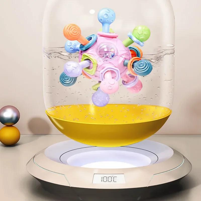 Baby Toys 0 12 Months Rotating Rattle Ball Grasping Activity Baby Development Toy Silicone Rattles Baby Sensory Toys for Babies
