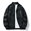 Men's Solid Color Zipper PU Leather Stand Collar Jacket Casual Sports Motorcycle Style Jacket