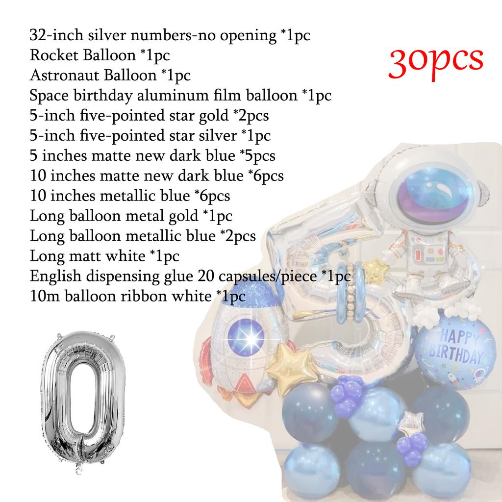 Outer Space Theme Party Astronaut Rocket Number Foil Balloons Boy Birthday Party Decorations Kids Baby Shower Supplies