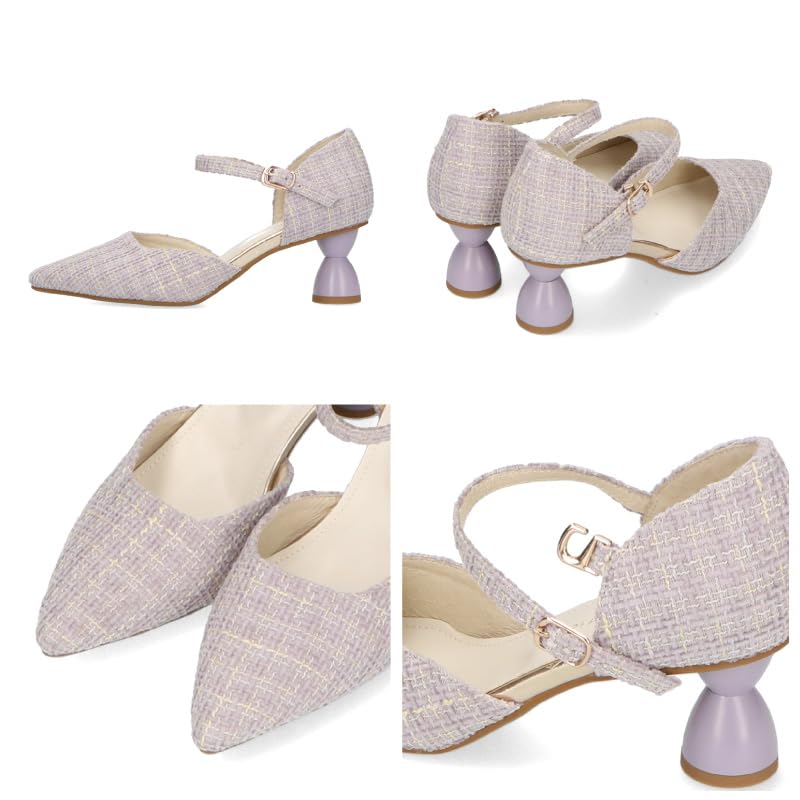 Раздельные Деформированные Заостренные Синтетические Легкие для Ходьбы см [Oriental Traffic] Туфли-лодочки, Ремни, Каблук, Носок, Кожа, в, 41123, Женские, ЧЕРНЫЙ, 22.5