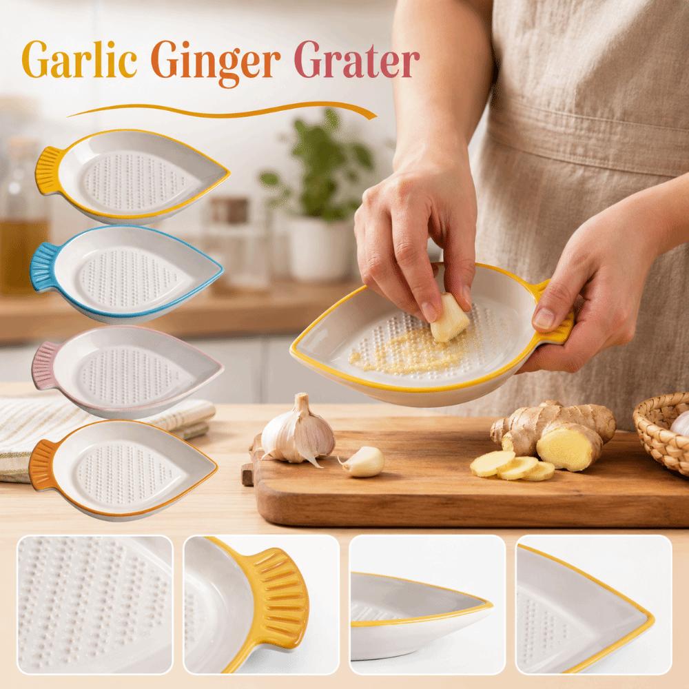 Ceramic Garlic Ginger Grater Non-Slip Garlic Shredding Plate Seasoning Dipping Dish Restaurants