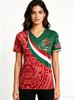 Fashion Mexico Eagle Print Women T-shirts Summer Loose V-neck Short Sleeve Tee Tops México National Flag Pattern Female Clothing