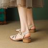 2024 Новые женские босоножки с острым носком на толстом каблуке из натуральной кожи, офисные весенне-летние модные лаконичные туфли без задника для женщин