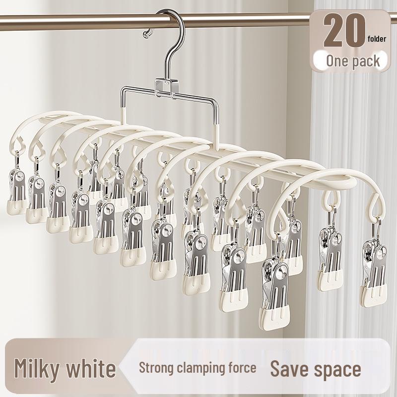Сушилка для носков и нижнего белья из нержавеющей стали с 20 зажимами, ветрозащитная вешалка для использования на балконе.