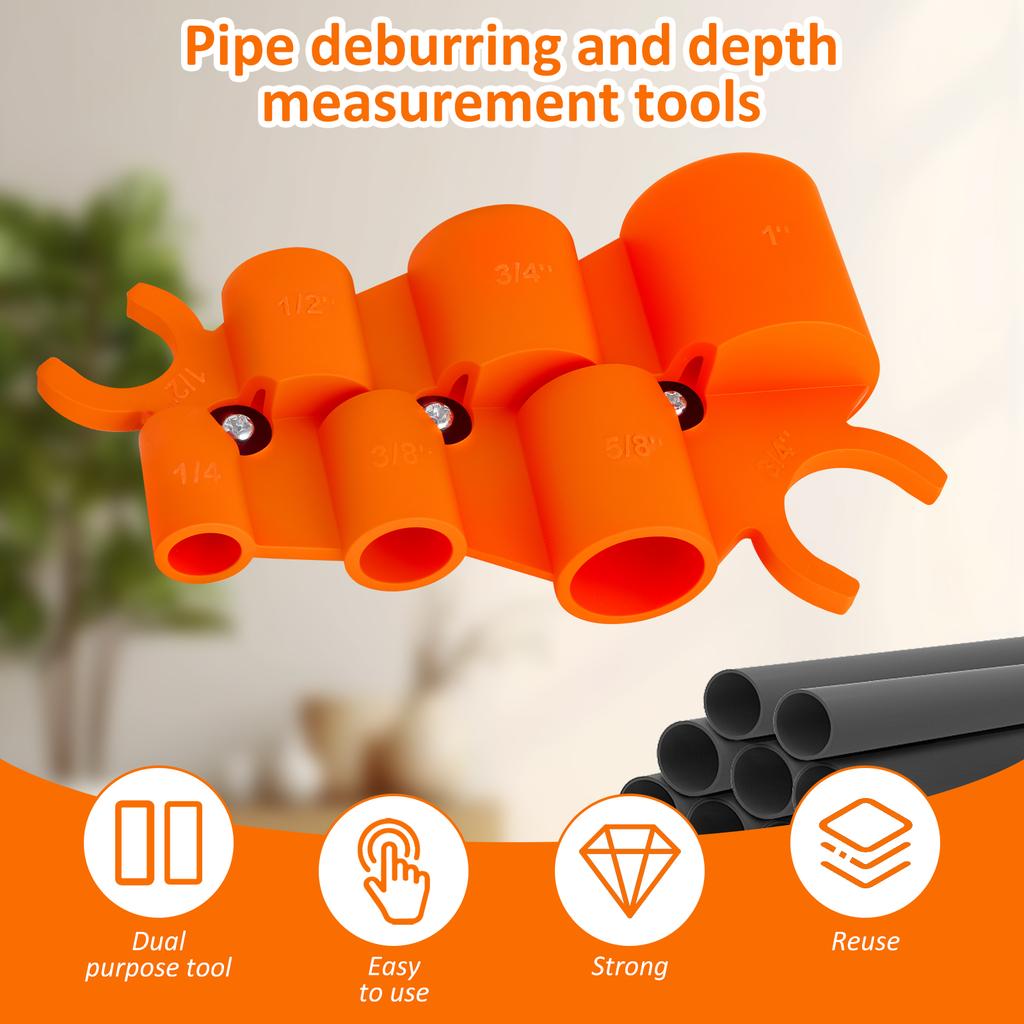Pipe Cutter Tool 1/4'' to 1'' Depth Gauge and Pipe Deburring Tool Pipe Depth Gauge Tool Pipe Deburring Tool Kit for Copper PEX