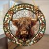 Acrylic Flat 2D Scottish Highland Cow Stained Glass Style Vinyl Vinyl Garden Sun Capture Windows Door Hanging, Patios Home and Gardening, Gifts