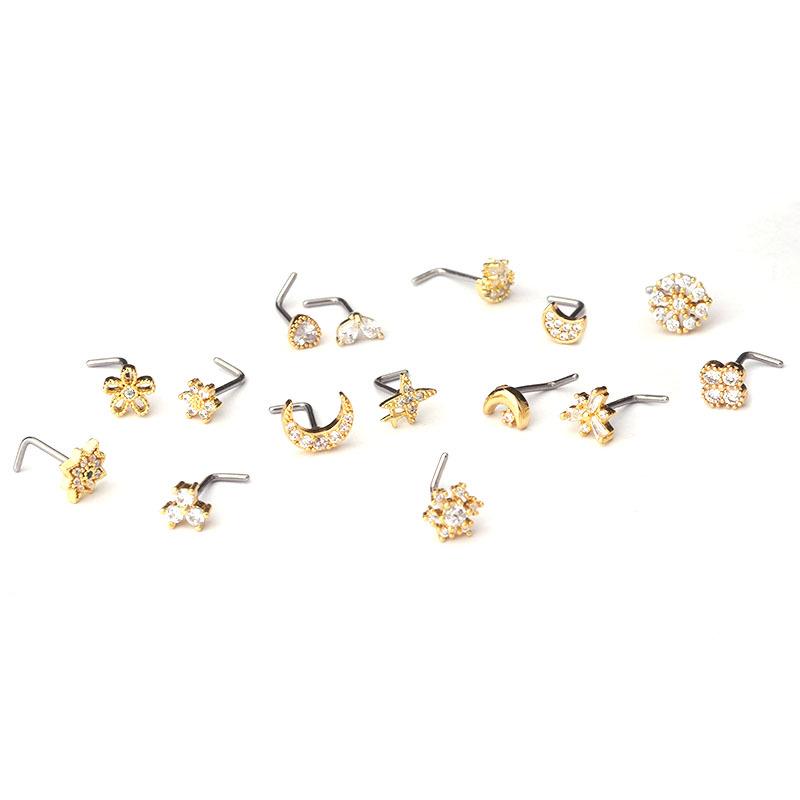 Creative 20GL Stainless Steel Nose Stud with Micro-Inlaid Zircon - Stylish Body Piercing Jewelry