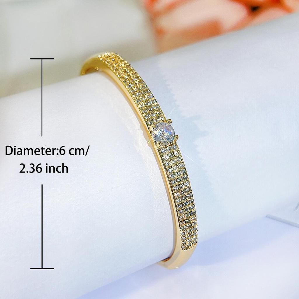 WWJ Classic Hand Jewelry Circle Golden Bracelet Shiny CZ Zirconia Bangle Elegant Female Party Jewelry Accessories Gift