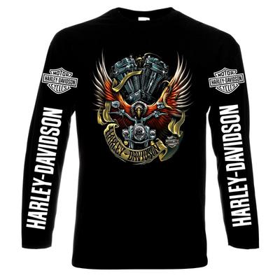 Мужская футболка с длинным рукавом Harley Davidson, 100% хлопок, размеры от S до 6XL