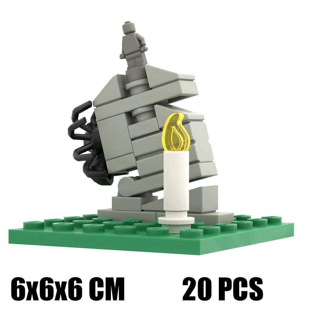 Hell's Gate Мелкие Частицы Строительный Блок Сцена Забор Пейзаж Хэллоуин Дом с Привидениями Модульный Орнамент