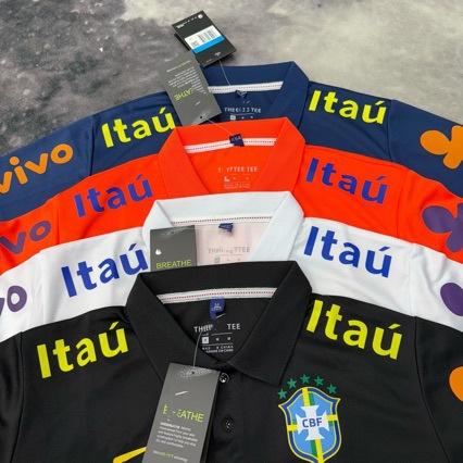 High version new Brazilian national team foreign trade Neymar same retro warm-up short-sleeved men's and women's polo football shirt