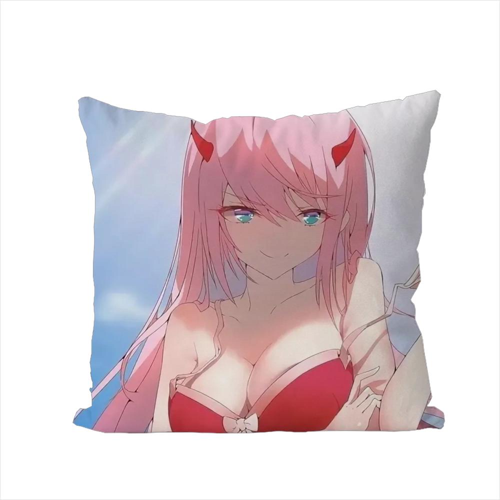 Наволочка для подушки Darling In The FranXX для автомобиля, дивана, декоративная, домашняя, двусторонняя печать, плюшевая, квадратная, декоративная подушка, чехол