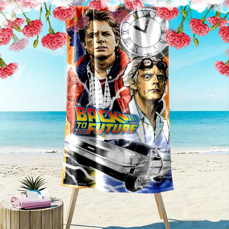 Back to Future Print Beach Towel, Large Soft Quick Dry Towel for Beach Camping Swimming
