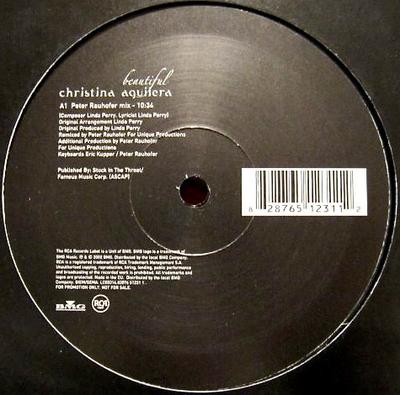 12-дюймовая пластинка CHRISTINA AGUILERA - Beautiful 828765123112PRO RCA 2002 Европа Танцевальная и Электронная Бывшая в употреблении