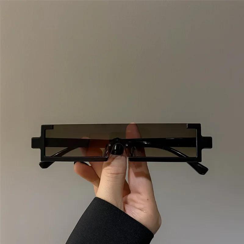 Солнцезащитные очки в стиле хай-тек, с футуристическим ощущением, металлические прямоугольные интегрированные солнцезащитные очки, нейтральные солнцезащитные очки с маленькой оправой для женщин