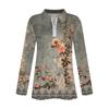 Women's Spring And Autumn Fashion Casual  Printed Zipper V-Neck Long Sleeve Shirt Tops