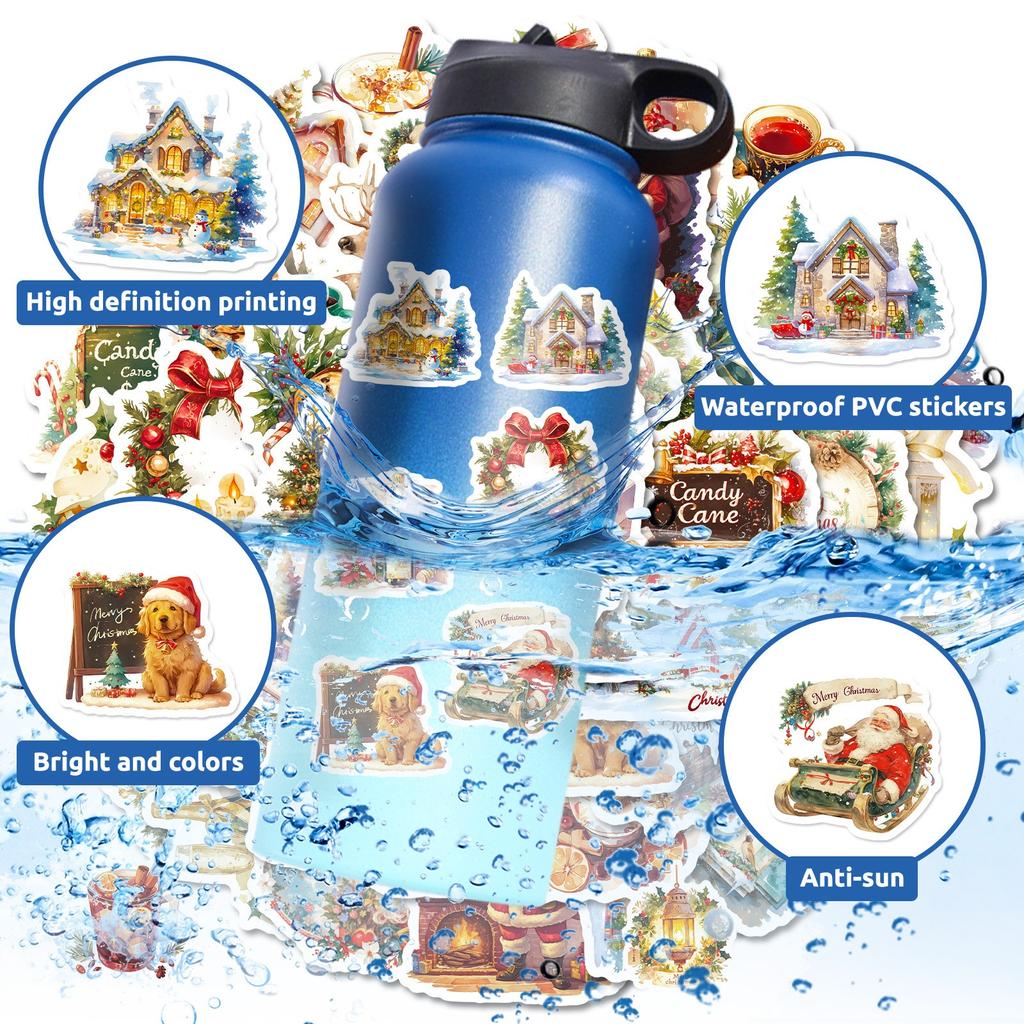 50 шт. Рождественские наклейки для продажи компьютерных книжек, мобильных телефонов, чехлов, багажа, рождественских подарков, наклеек