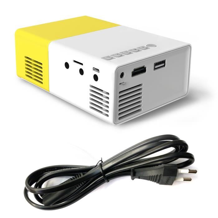 Elisona® vidéo projecteur YG300 Mini Portable 1300mAh intégré batterie multimédia numérique vidéo projecteur à LED 1080p pour par...