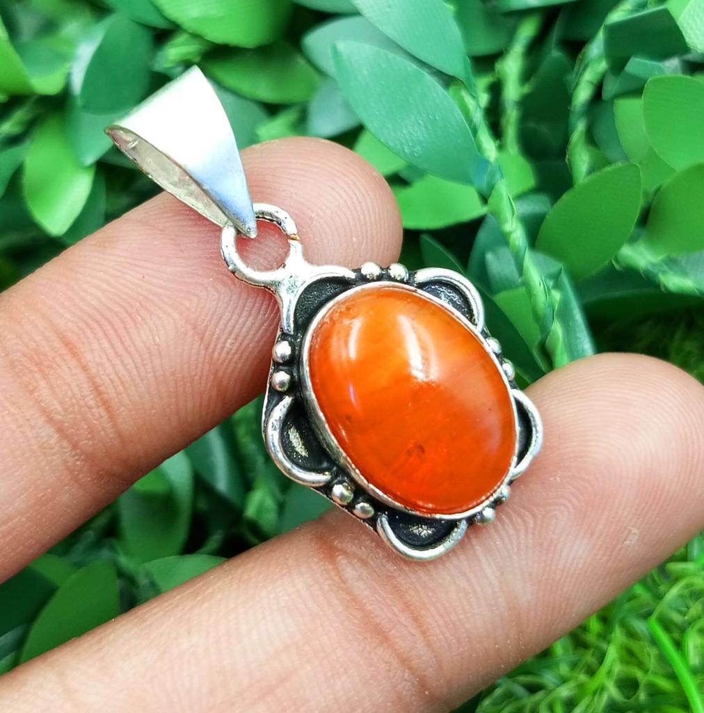 Carnelian Gemstone 925 Sterling Silver Plated Necklace Chain Pendant Jewelry NST-J2H29237