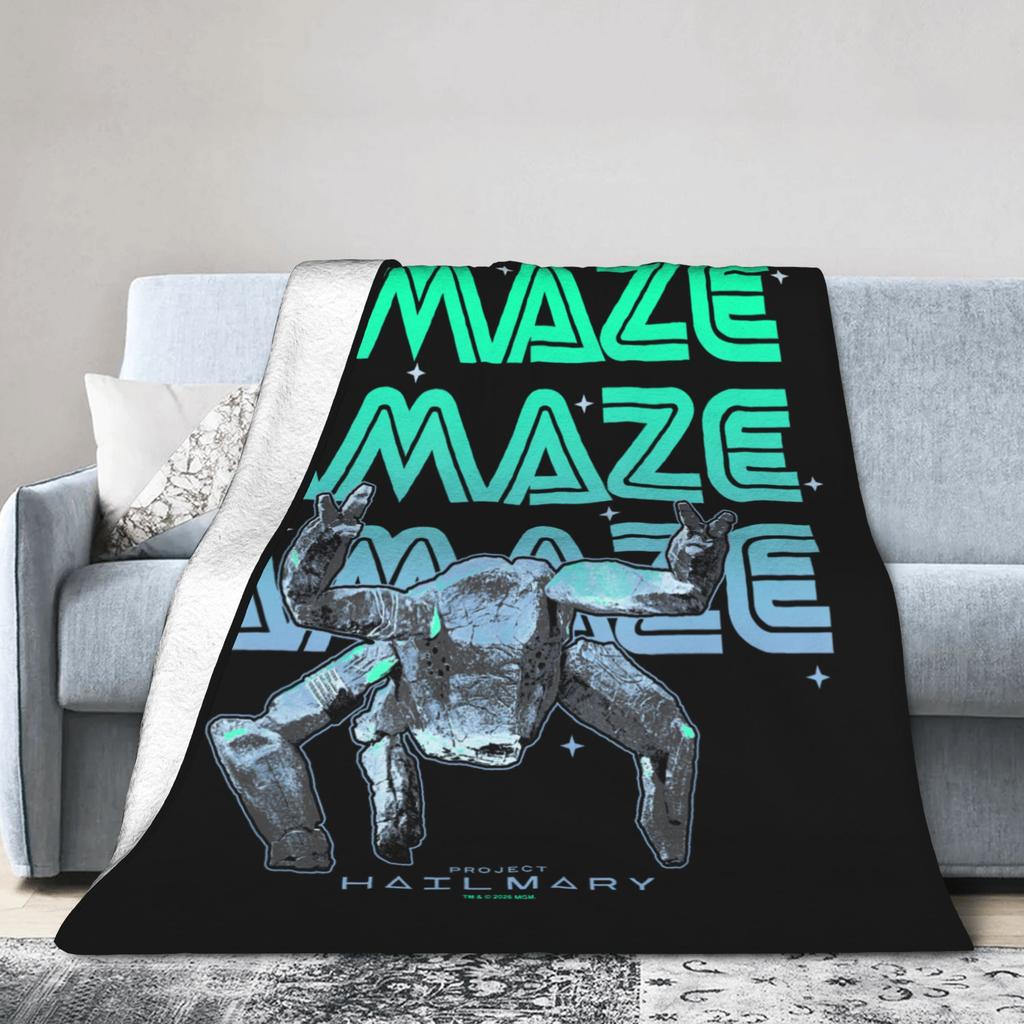 Project Hail Mary Amaze Eridani-Rocky Flannel Fashion Blanket Neon Portrai Funny Throw Fashion Blanket Sofa Bedding Lounge Super Soft