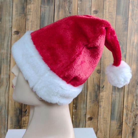 Унисекс Рождественская шапка Санты, очень большая и толстая новогодняя шапочка для вечеринки, контрастный цвет, эластичный толстый плюшевый декор, Санта-Клаус, косплей, взрослый праздничный головной убор