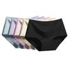 Women Seamless Panties Ice Silk Mid Waist Briefs Knickers Underwear 5Pcs