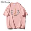 Shellsuning Cute Animal Print 100% Cotton T-Shirts Women Oversized Casual O-Neck Basic Tees Simple Harajuku Tee Female Top Soft Top