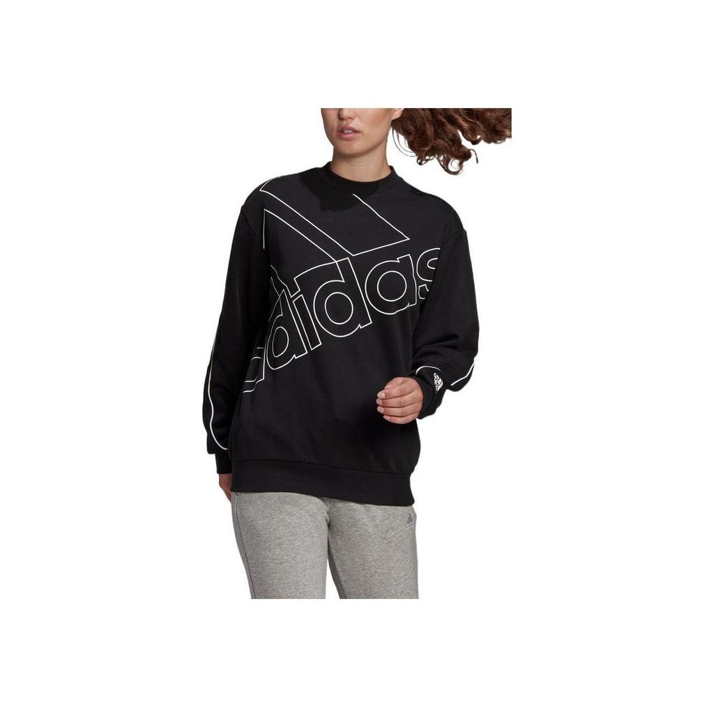 Adidas Повседневная толстовка с круглым вырезом и большим цветным логотипом, женская толстовка черного цвета GM5634
