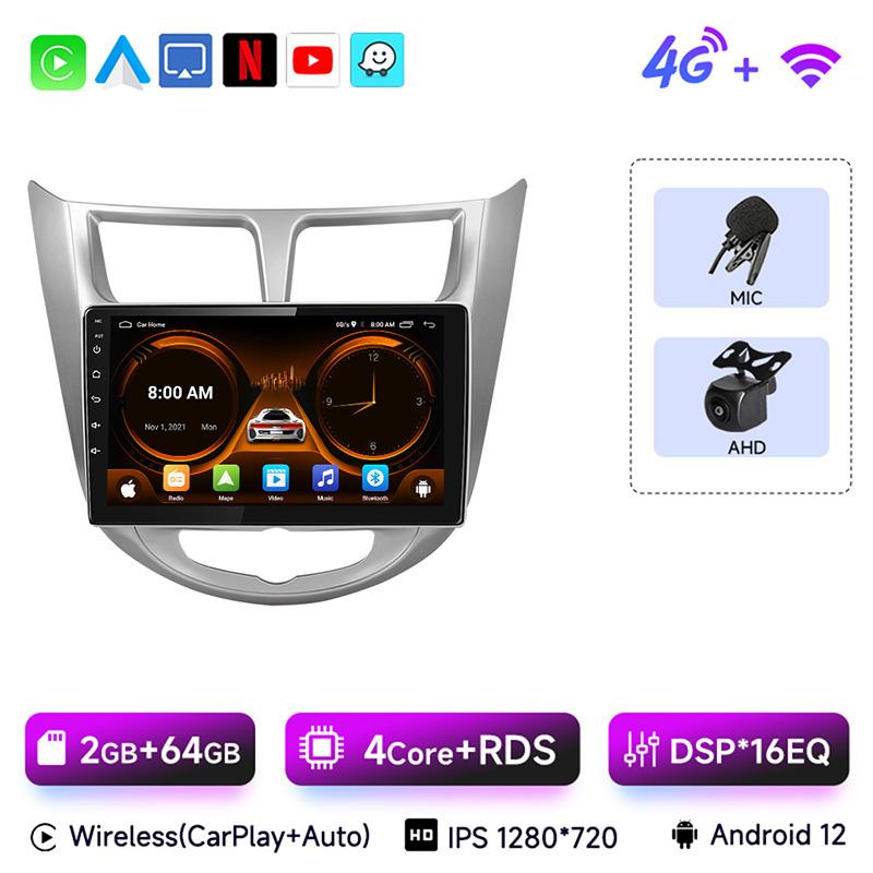 JIUYIN  Car Radio for Hyundai Solaris Verna Accent 1 2010 - 2016 Android 13 Carplay Multimedia Player 2 Din GPS 4G DVD Head Unit