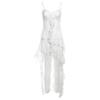 2024 Summer Women's Hollow Lace Irregular Hem Dress - European & American Sexy Chic