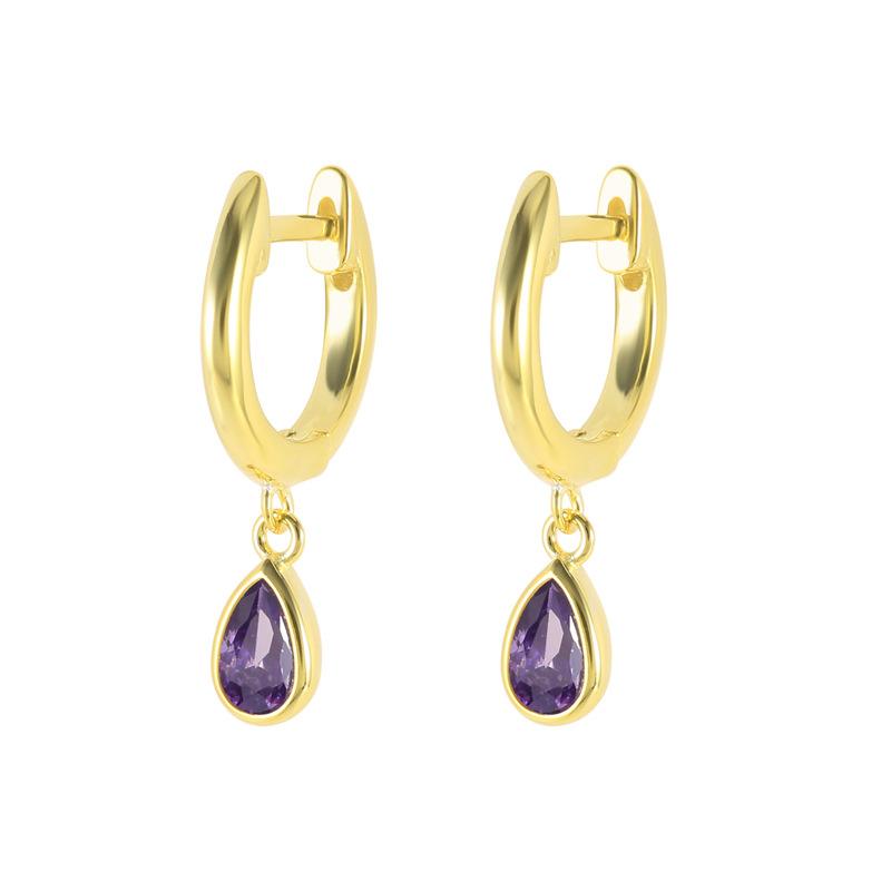 2207ER2 Серьги-кольца в форме капли из стерлингового серебра S925, разноцветный циркон CZ, круглые петли, хрусталь, женская серьга-пирсинг