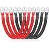 6 шт. Аккумуляторные кабели 2 AWG, 6 дюймов, калибр 2, 15 см, сверхпрочные кабели провода для аккумулятора инвертора из чистой меди с лужеными медными наконечниками 3/8", для RV, грузовика 12–48 В