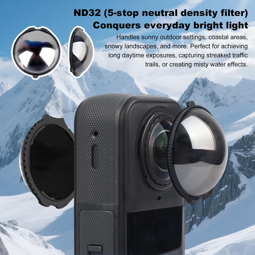 Для Insta360 X5 Набор ND-фильтров 2 шт. Оптическое стекло для камеры ND16/32/64 Антибликовые фильтры Аксессуары для экшн-камер Insta360 X5 6