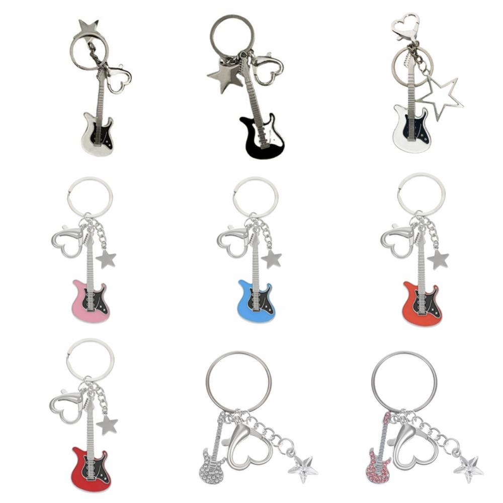 Guitar Guitar Keyring Star Musical Instrument Keychain Guitar Key Chain Musician Jewelry Gift