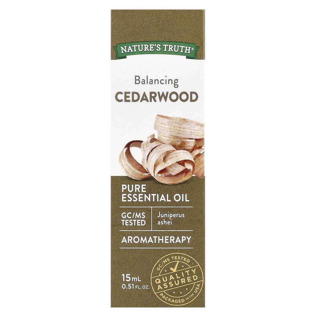 Nature's Truth Pure Essential Oil, Balancing Cedarwood, 0.51 Fl Oz (15 Ml)