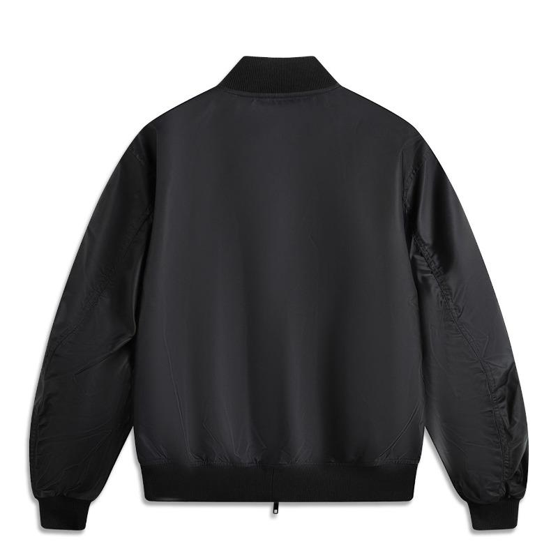 Li Ning Sports Lifestyle Series Casual American Vintage Minimalist Trendy Solid Color Baseball Otgate Spliced Jacket Jacket Unisex Jacket Black AJDV081-4