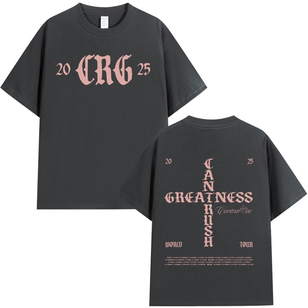 Футболка Central Cee CAN'T RUSH GREATNESS World Tour 2025 для мужчин и женщин, модная хип-хоп футболка, летняя, 100% хлопок, свободный крой.