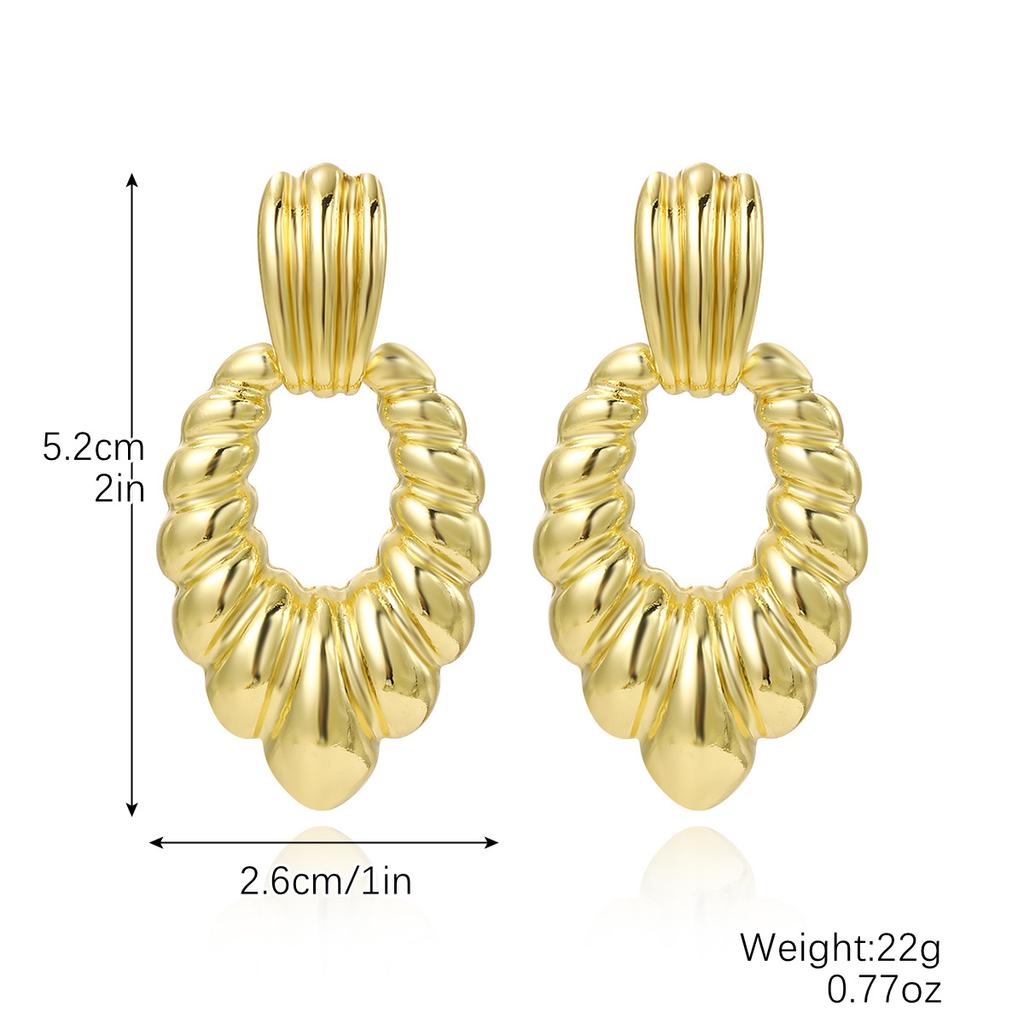 Exaggerated Temperament Earrings Gold Senior Sense Ins Cold Wind Simple Metal Droplets Pleated Pearl Flower Earrings