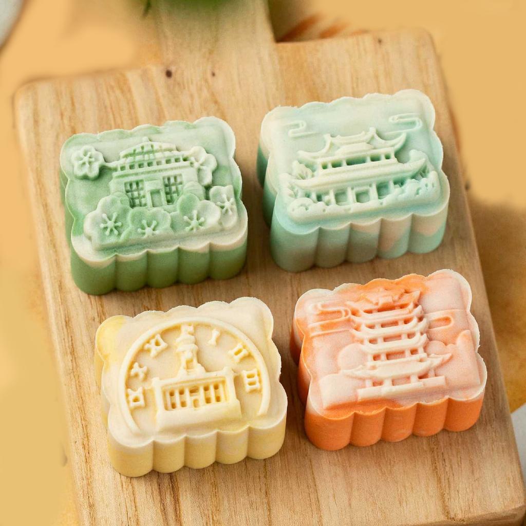 Пресс-форма для лунных пряников 25/50 г с 4 сменными штампами, функциональная форма для выпечки праздничного печенья и десертов