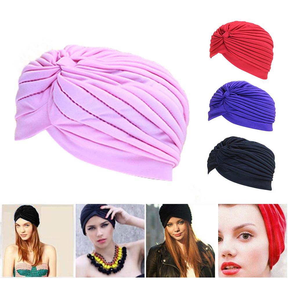 Head Wraps Beanies Elastic Indian Solid Color Ramadan Headscarf Muslim Hat Muslim Cap Turban Hats