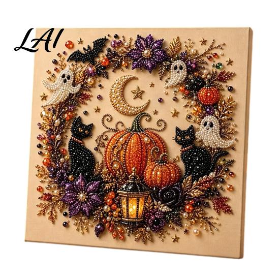 Relaxing Arts And Crafts for Home 2Pcs Halloween Faux Pearl Art Ghost Pumpkin Witch Crow Painting DIY Handmade Gift Craft Enthusiasts Kit