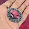 Роскошный кулон из чистого серебра 925 пробы с родонитом, кулон ручной работы с драгоценными камнями для подарка на День благодарения