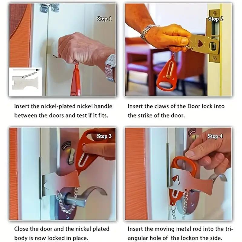 Портативный дорожный предохранитель для двери, подходит для путешественников и семей, универсальный портативный дверной замок для безопасного сна