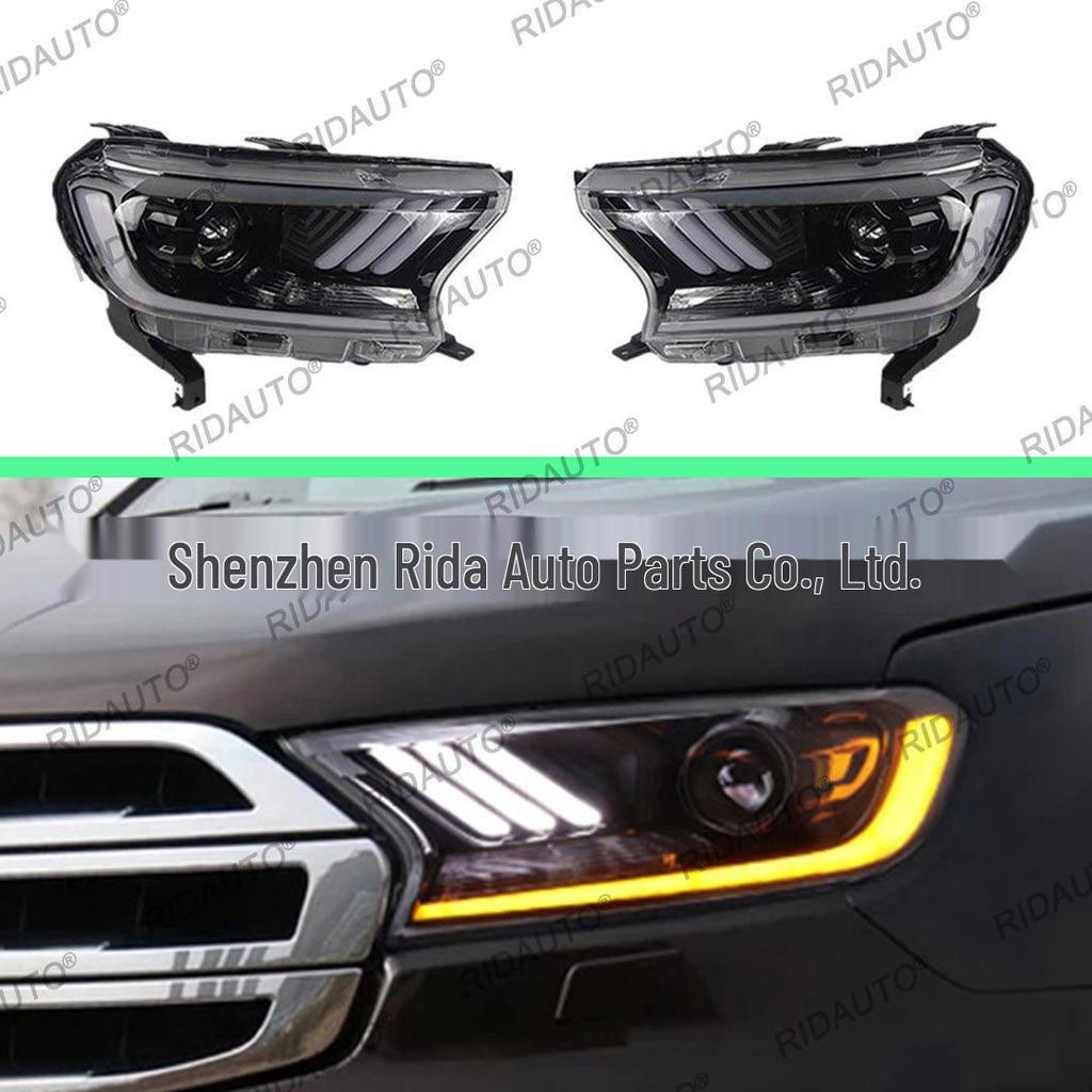 Ford RANGER T7 T8 Everest Headlight Assembly: Mustang Style LED DRL Turn Signal Xenon Light.