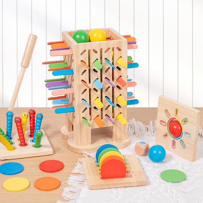 Montessori Wooden Pegging & Throwing Game: Color Recognition & Parent-Child Interaction Toy