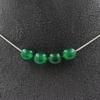 Stones and Minerals. Necklace 4 Green Agate Beads 8 Mm. Stainless Steel Chain Necklace Women Men. Customizable Size.