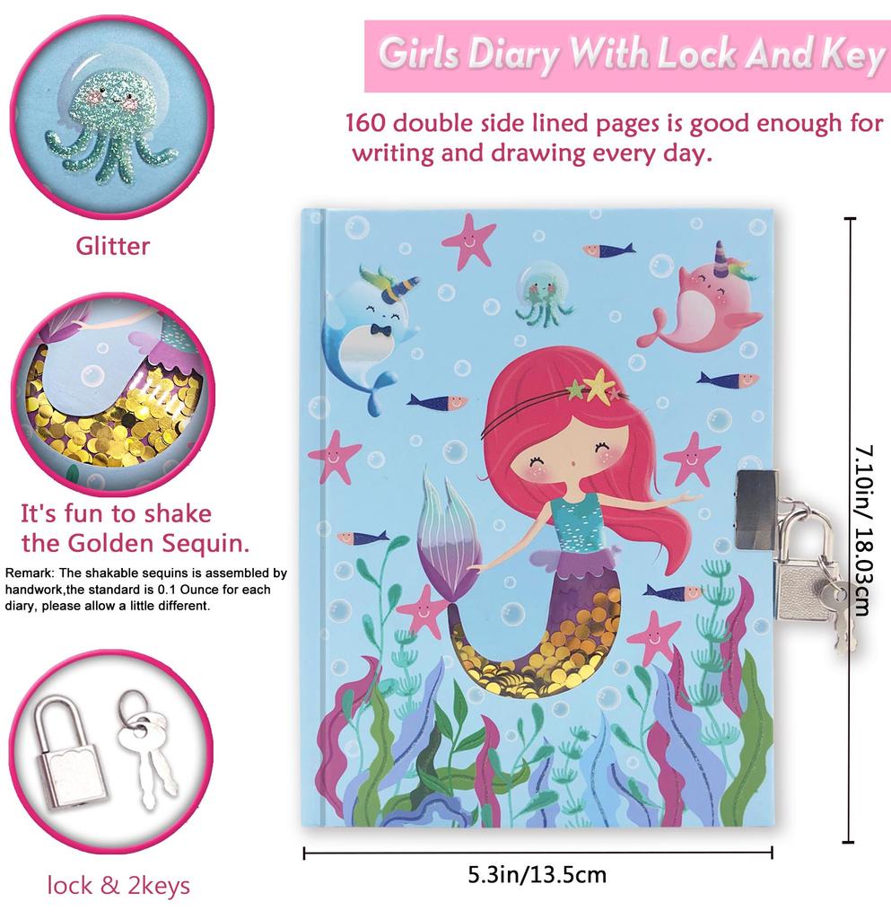 In Stock Kids Girl's Secret Diaries Mermaid Diary Set with Lock and Key for Sale