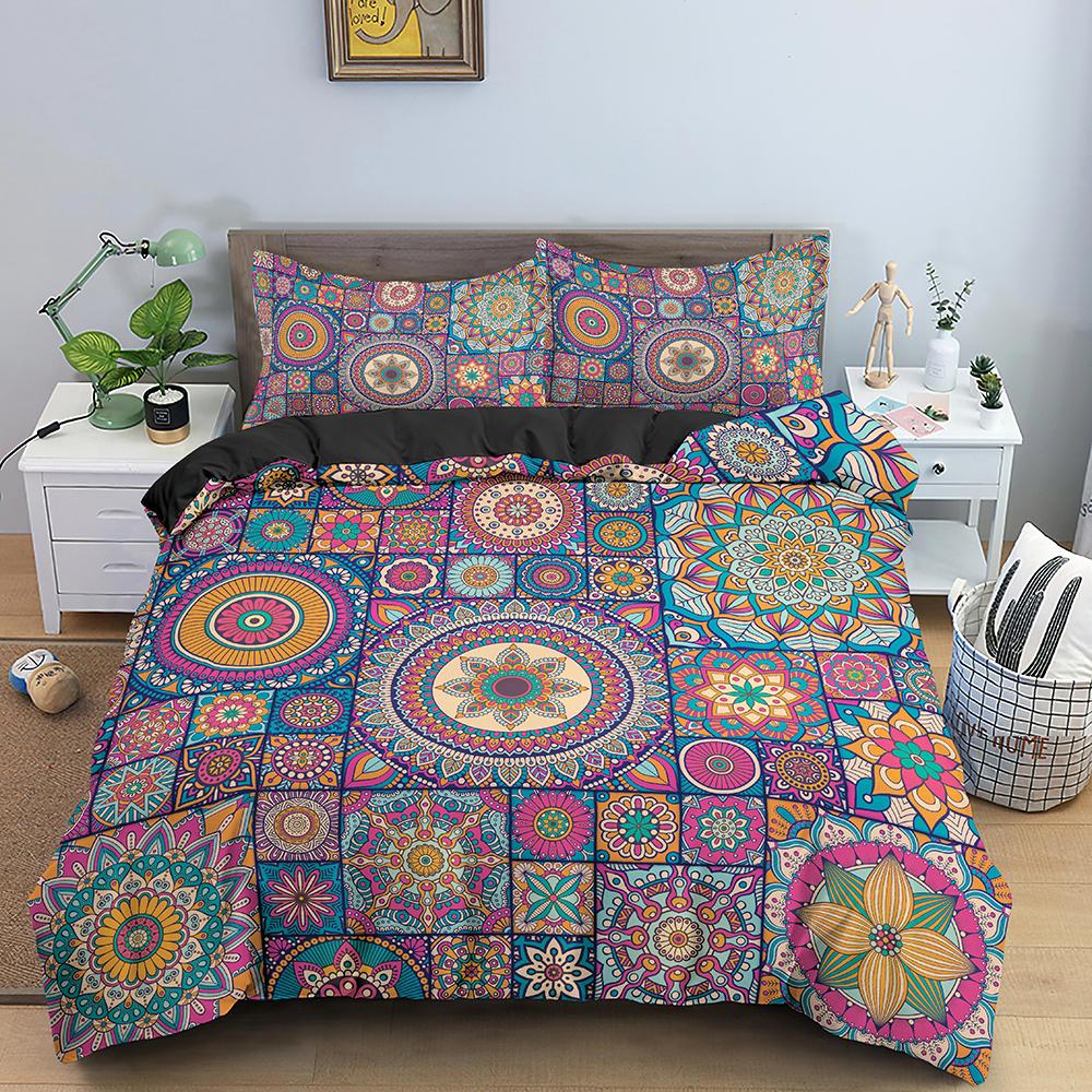 Mandala Duvet Cover Set Bohemian Bedding Set Soft Comforter Cover With 1/2pcs Pillow Shams Quilt Cover Bedroom King Queen Sizes
