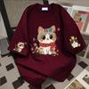 Женская футболка с круглым вырезом и коротким рукавом Свободного кроя Корейский стиль Вышивка с мультяшным котом Повседневный топ